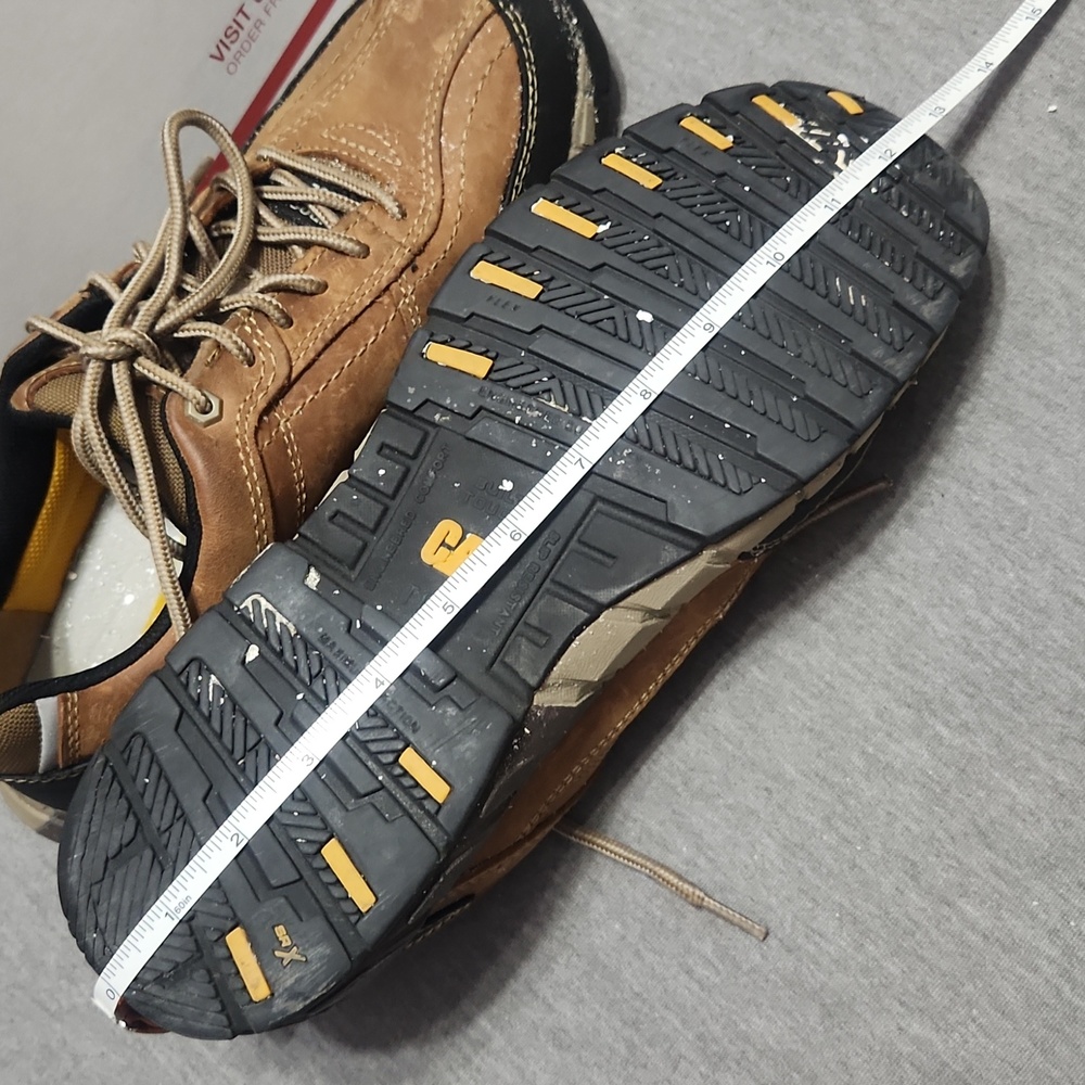 CATERPILLAR Men's Brown Leather Composite Toe Work Shoes Sneakers Low-Top Boots - Picture 16 of 17